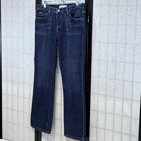 Tommy Hilfiger Petite Low Rise Boot Cut Stretch Denim Jeans 10P Dark Wash Faded - Picture 4 of 14